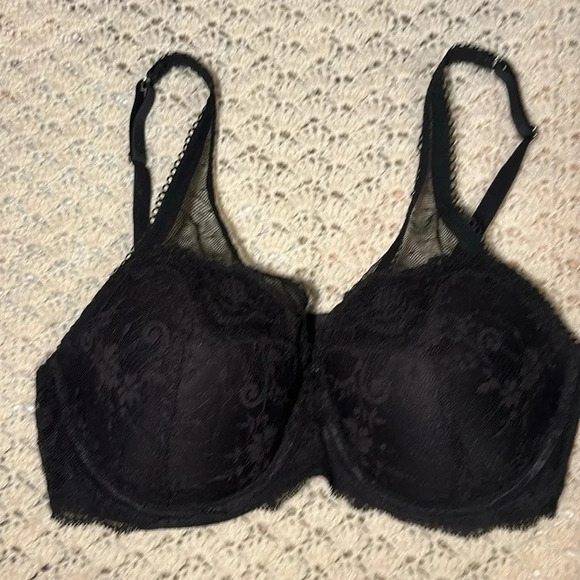 Victoria's Secret Other - Victoria’s Secret Black Dream Angels Lace Demi Cup Bra size 34DD